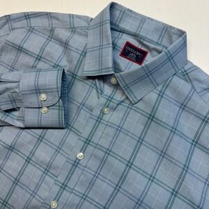 UNTUCKit Rodano WF Men's Large Blue Plaid Long Sleeve Button Up Dress Shirt
